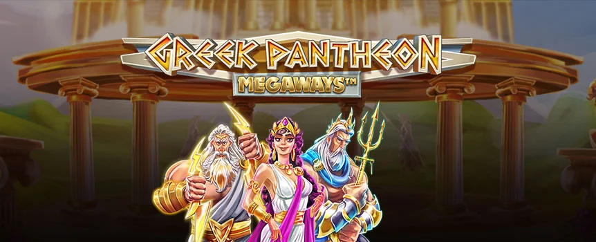 Play Greek Pantheon Megaways at Joe Fortune to take advantage of 117,649 ways to win and six different Mystery Bonus features!